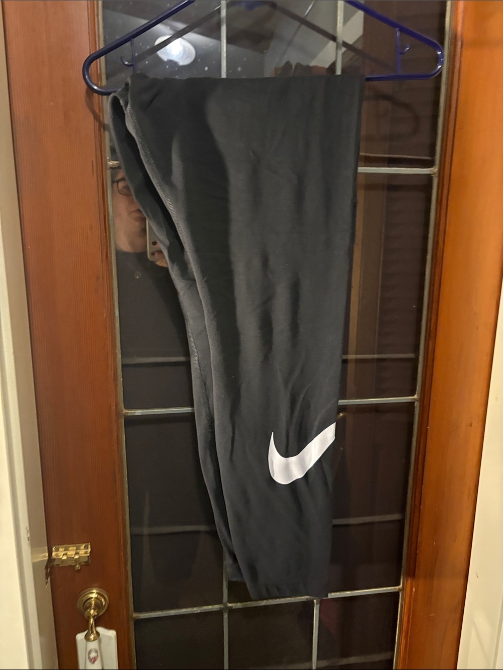 Nike Girls Black Leggings with White Swoosh